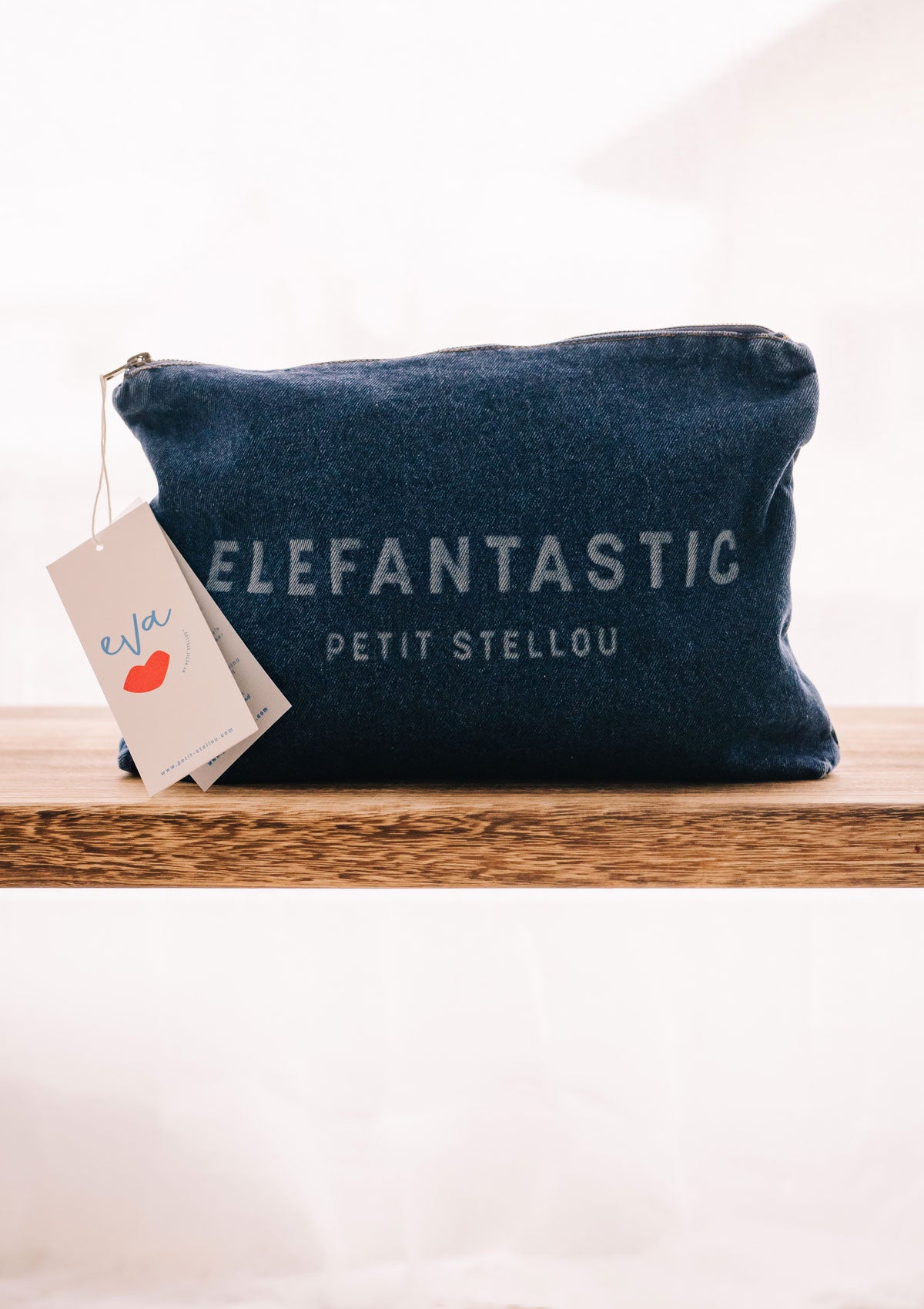 Jeans Pouch mit Schriftzug Elefantastic