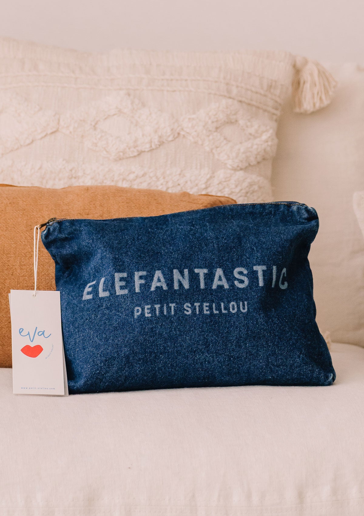 Jeans Pouch mit Schriftzug Elefantastic