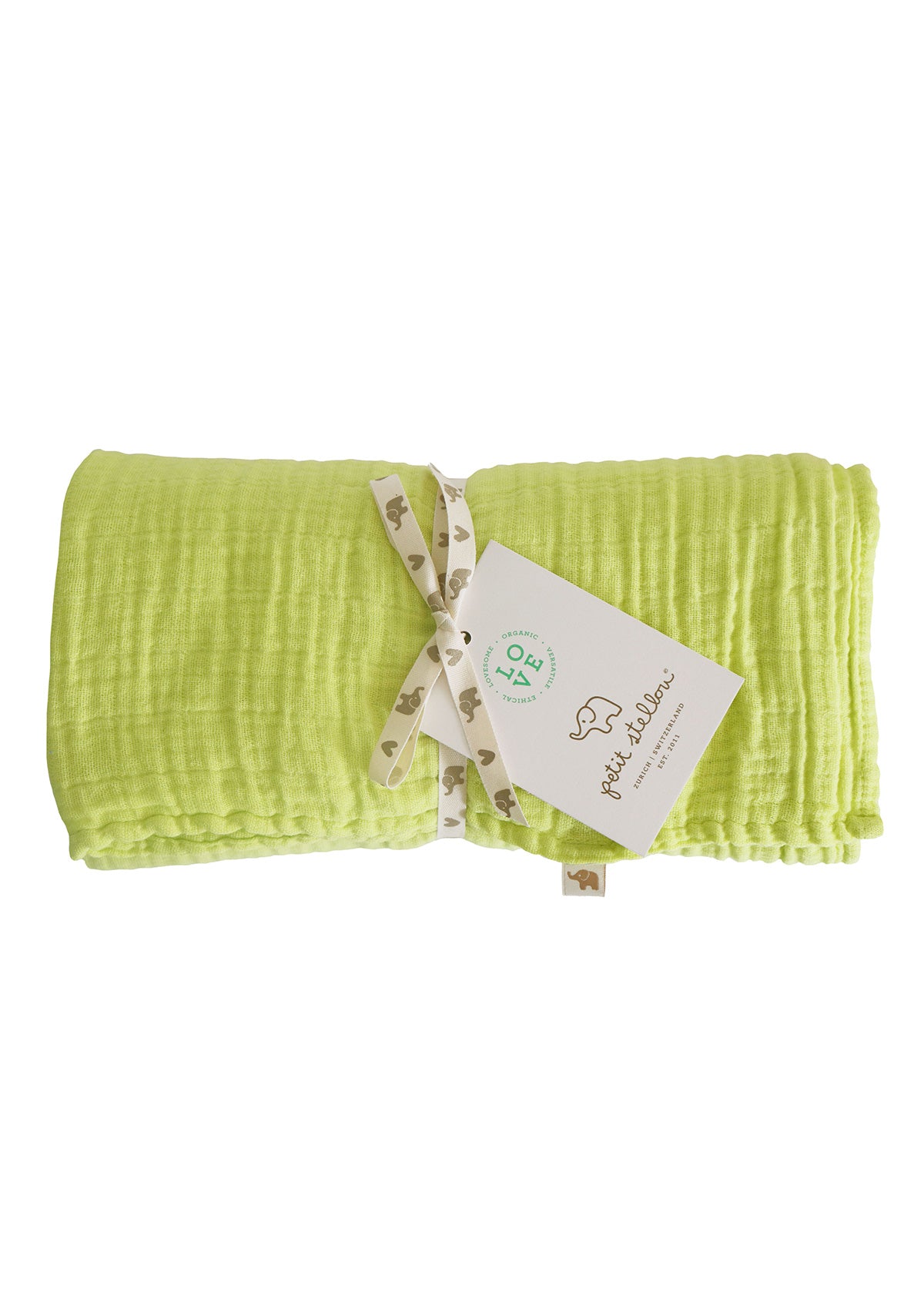 Petit Stellou NOOSHI Blanket Musselintuch Farbe Lime hellgrün