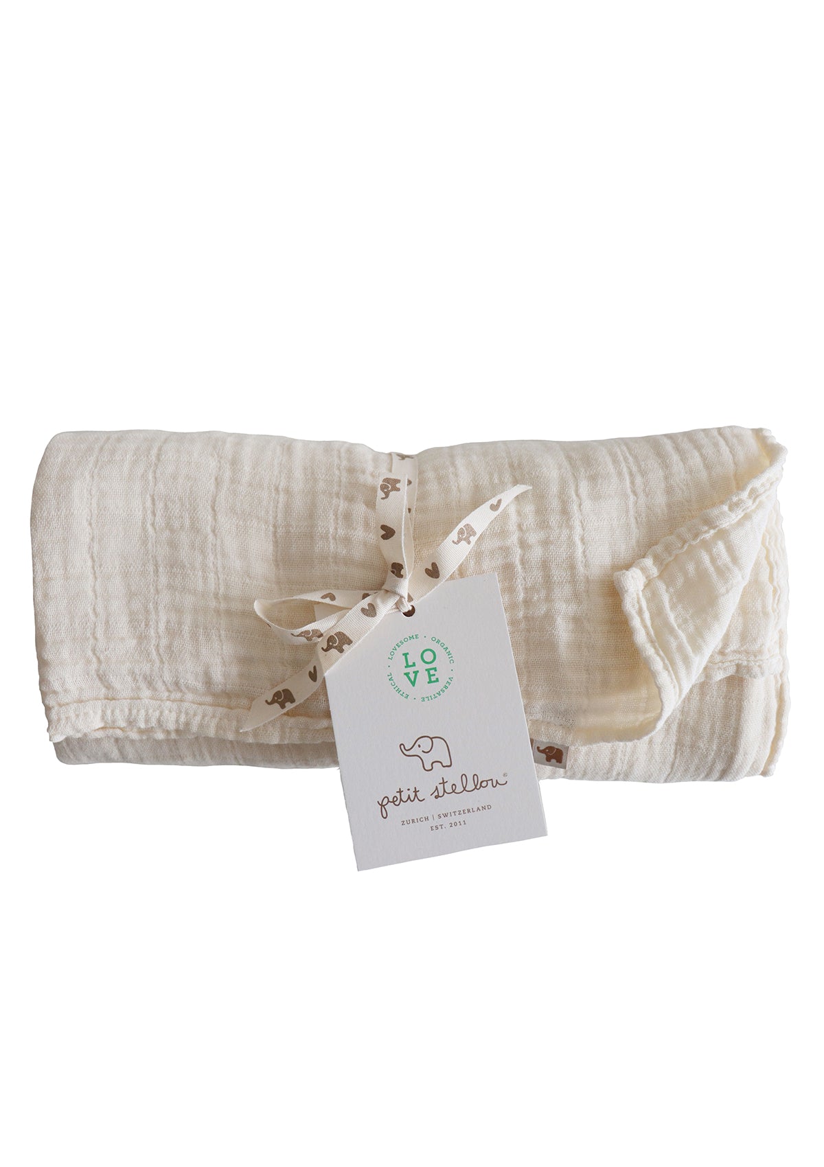 Petit Stellou NOOSHI Blanket Musselintuch gross Farbe Milk weiss
