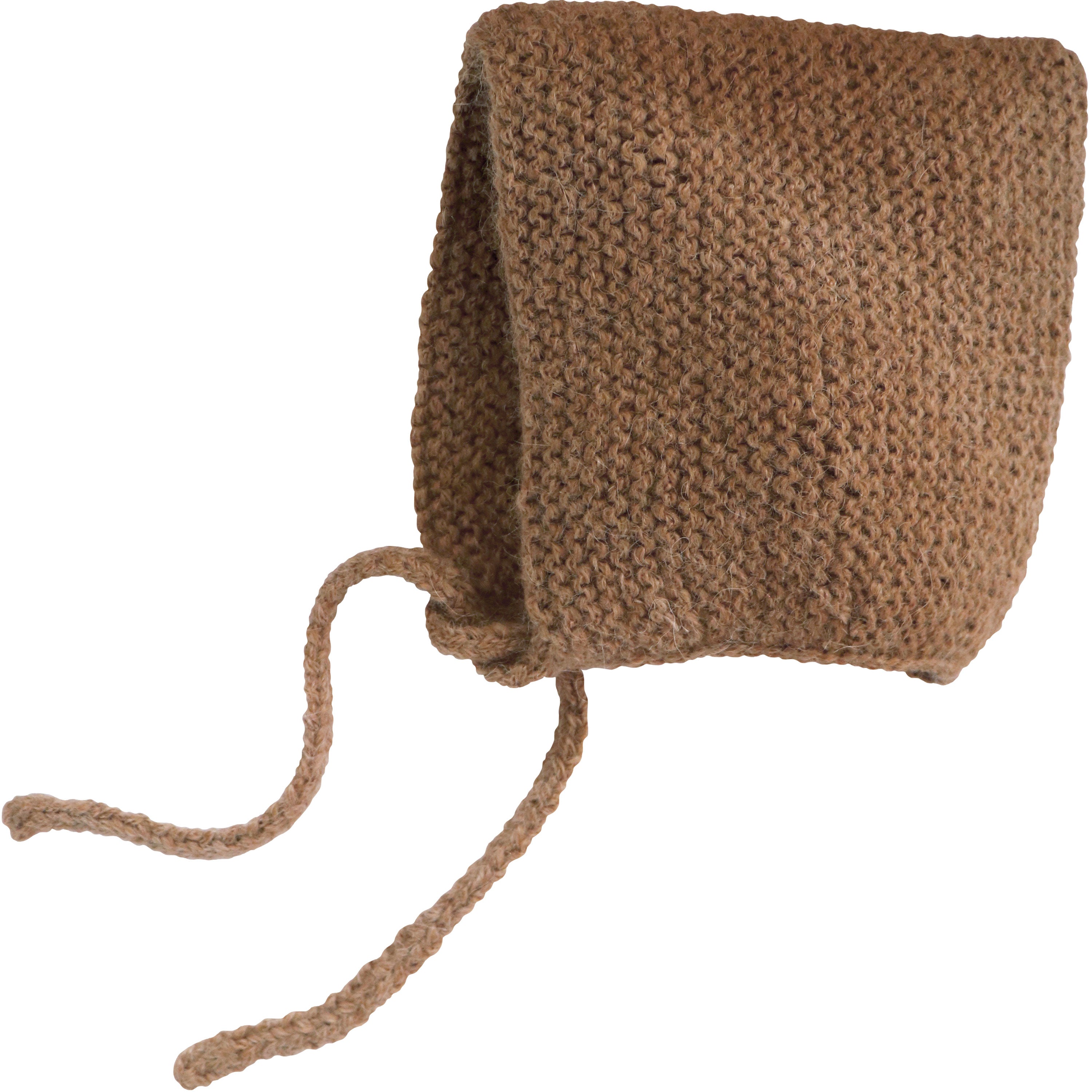 petit stellou knitted alpaca wool baby bonnet nutmeg